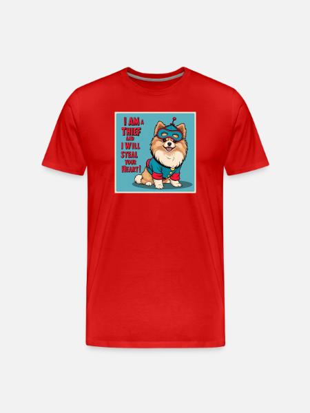 Dog in superhero costume - Men's Premium Organic T-Shirt - red