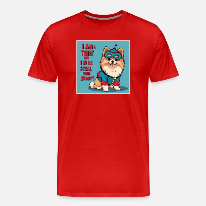 Hund im Superheldenkostüm - Männer Premium Bio T-Shirt - Rot