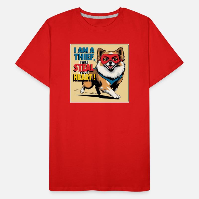 Chien de Poméranie « Je suis un voleur » T-shirt bio Premium Homme