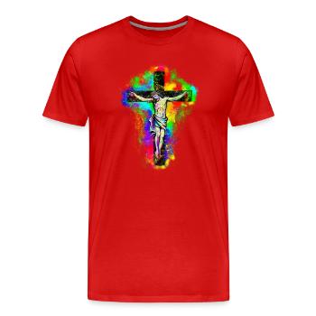 Jesus Christ Cross - Men's Premium Organic T-Shirt - red - Front - Damien (186cm)