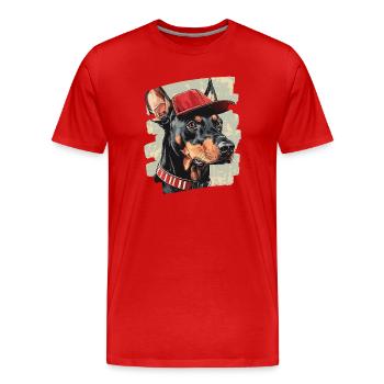 Dobermann - Männer Premium Bio T-Shirt - Rot - Vorne - Damien (186cm)