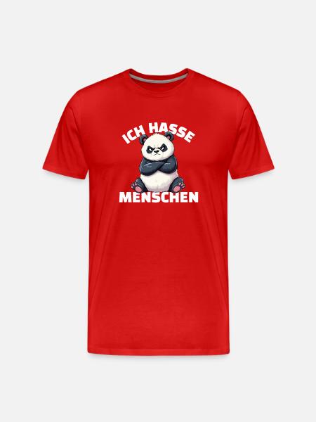 Grumpy Panda Hates People Design - Men's Premium Organic T-Shirt - red