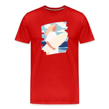 Surfer - Men's Premium Organic T-Shirt - red - Front - Damien (186cm)