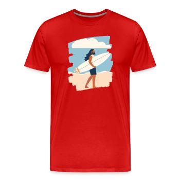 Surfer - Men's Premium Organic T-Shirt - red - Front - Damien (186cm)