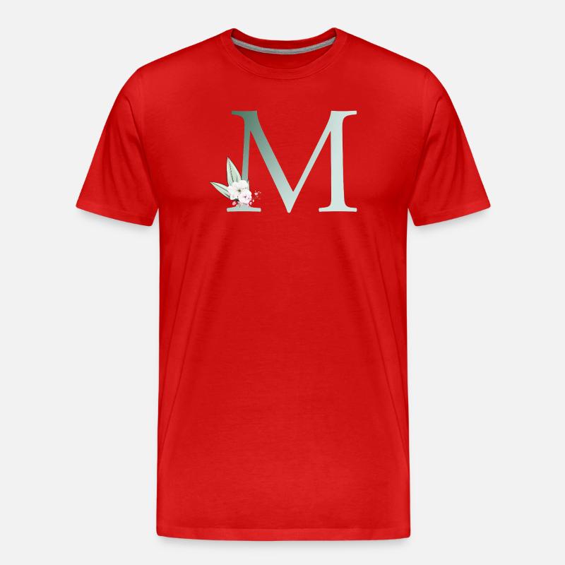 M Monogramm, Floral, personalisierbar - Männer Premium Bio T-Shirt - Rot