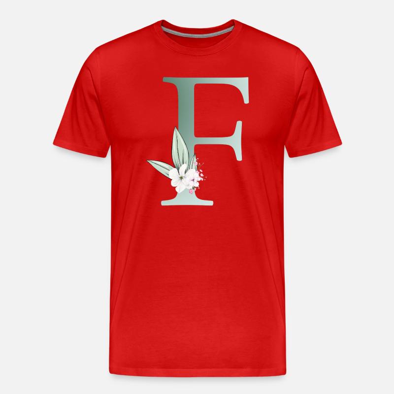 F Monogramm, Floral, personalisierbar - Männer Premium Bio T-Shirt - Rot