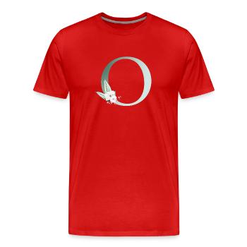 o Monogramme, Floral, Personnalisable - T-shirt bio Premium Homme - rouge - Devant - Damien (186cm)