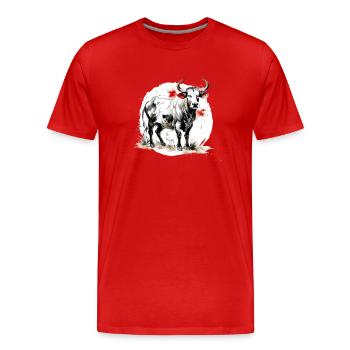 Chinesisches Sternzeichen Büffel - Männer Premium Bio T-Shirt - Rot - Vorne - Damien (186cm)