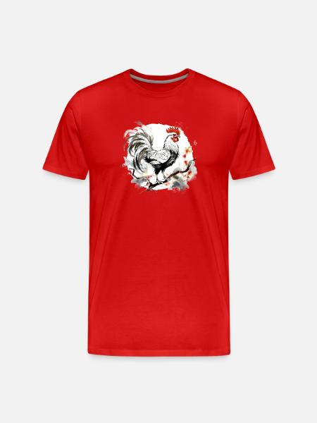 Chinesisches Sternzeichen Hahn - Männer Premium Bio T-Shirt - Rot