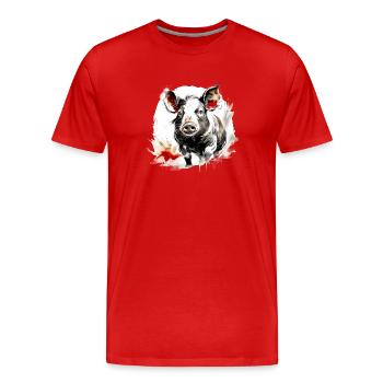 Chinesisches Sternzeichen Schwein - Männer Premium Bio T-Shirt - Rot - Vorne - Damien (186cm)