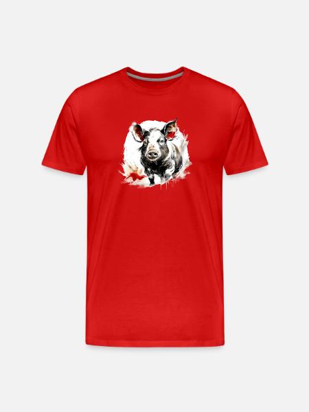 Chinese Zodiac Pig - Men's Premium Organic T-Shirt - red