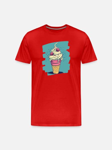 Eiscreme Eis - Männer Premium Bio T-Shirt - Rot