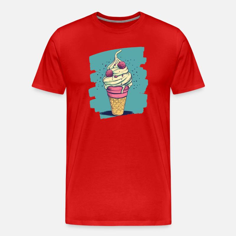 Eiscreme Eis - Männer Premium Bio T-Shirt - Rot