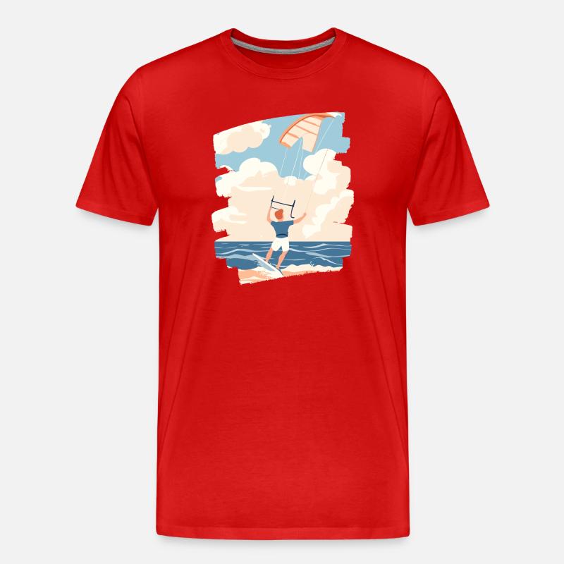 Kitesurfer - Männer Premium Bio T-Shirt - Rot