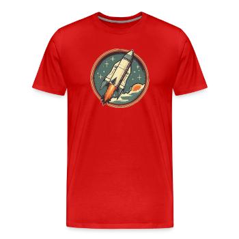 Retro Rocket - Space Rocket - Men's Premium Organic T-Shirt - red - Front - Damien (186cm)