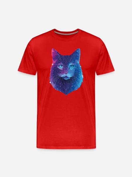 Galaktische Katze - Männer Premium Bio T-Shirt - Rot