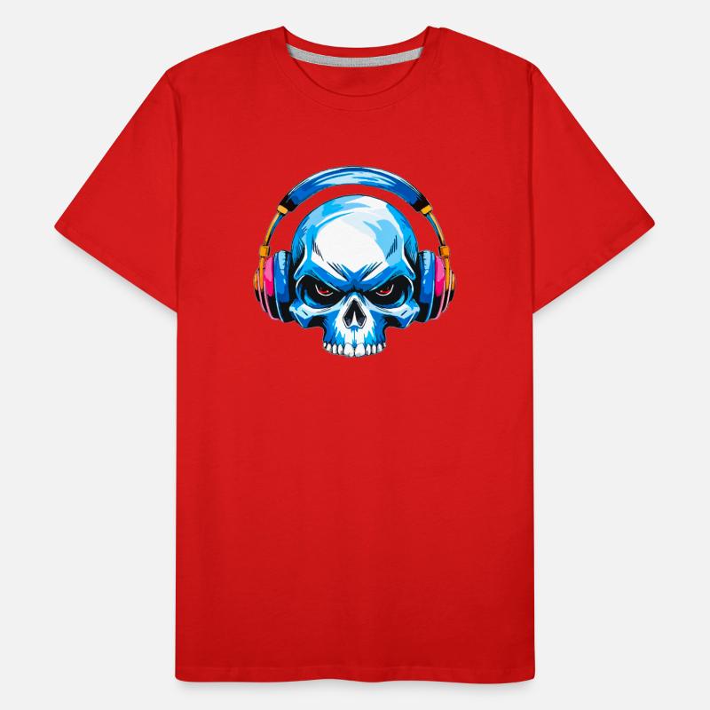 Skull mit kopfhörer Männer Premium Bio T-Shirt