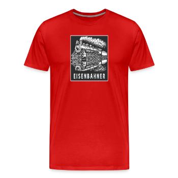 Dampflok Eisenbahner Retro - Männer Premium Bio T-Shirt - Rot - Vorne - Damien (186cm)