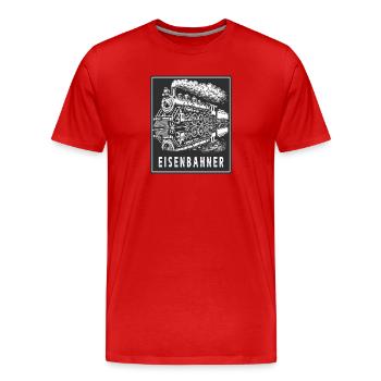 Dampflok Eisenbahner Retro - Männer Premium Bio T-Shirt - Rot - Vorne - Damien (186cm)