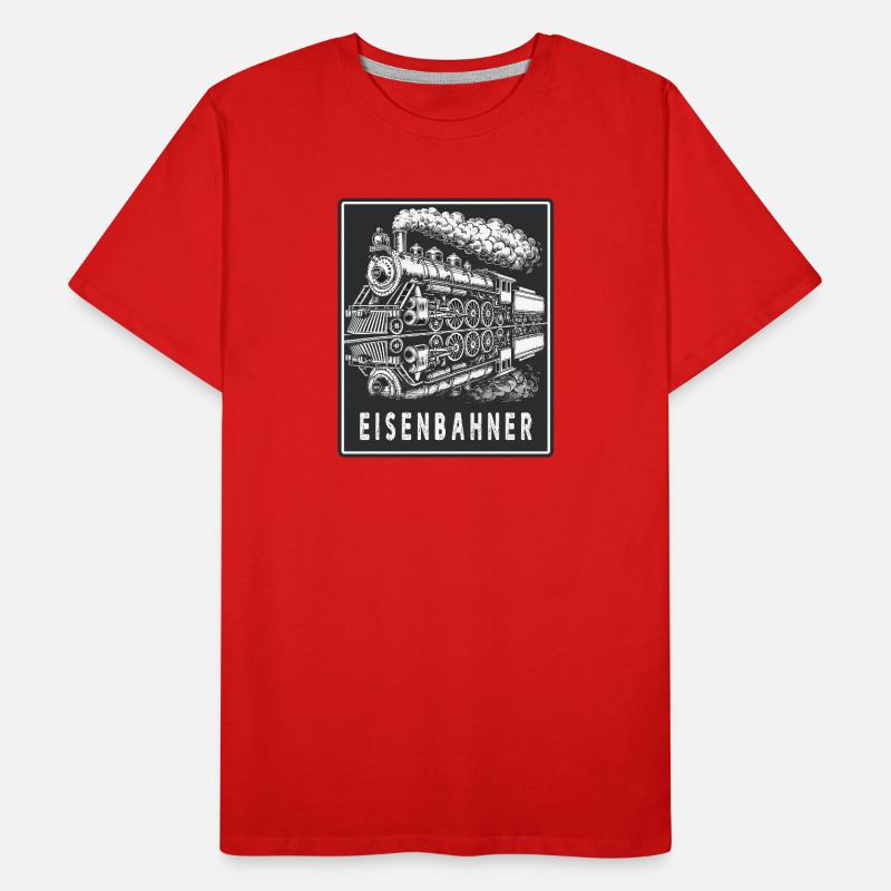 Dampflok Eisenbahner Retro Männer Premium Bio T-Shirt