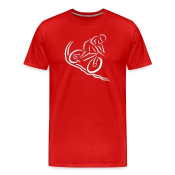 Motiv Mountainbiker Downhill Geschenk - Männer Premium Bio T-Shirt - Rot - Vorne - Damien (186cm)