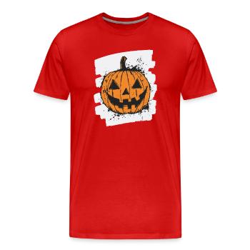 Halloween Kürbis - Männer Premium Bio T-Shirt - Rot - Vorne - Damien (186cm)