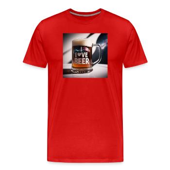 Bierkrug "I Love Beer" - Männer Premium Bio T-Shirt - Rot - Vorne - Damien (186cm)