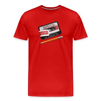 Cassette Vintage – Rembobine ta vie, c’était mieux - T-shirt bio Premium Homme - rouge - Devant - Damien (186cm)
