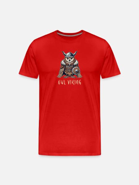 Owl Viking – The Winged Warrior - Men's Premium Organic T-Shirt - red