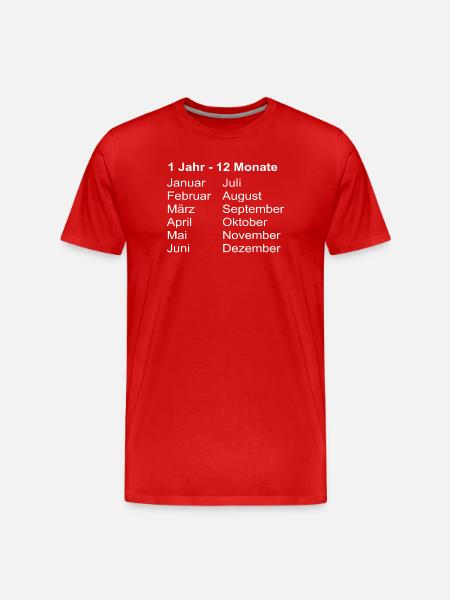 1Jahr 12 Monate Kalender Print - Männer Premium Bio T-Shirt - Rot