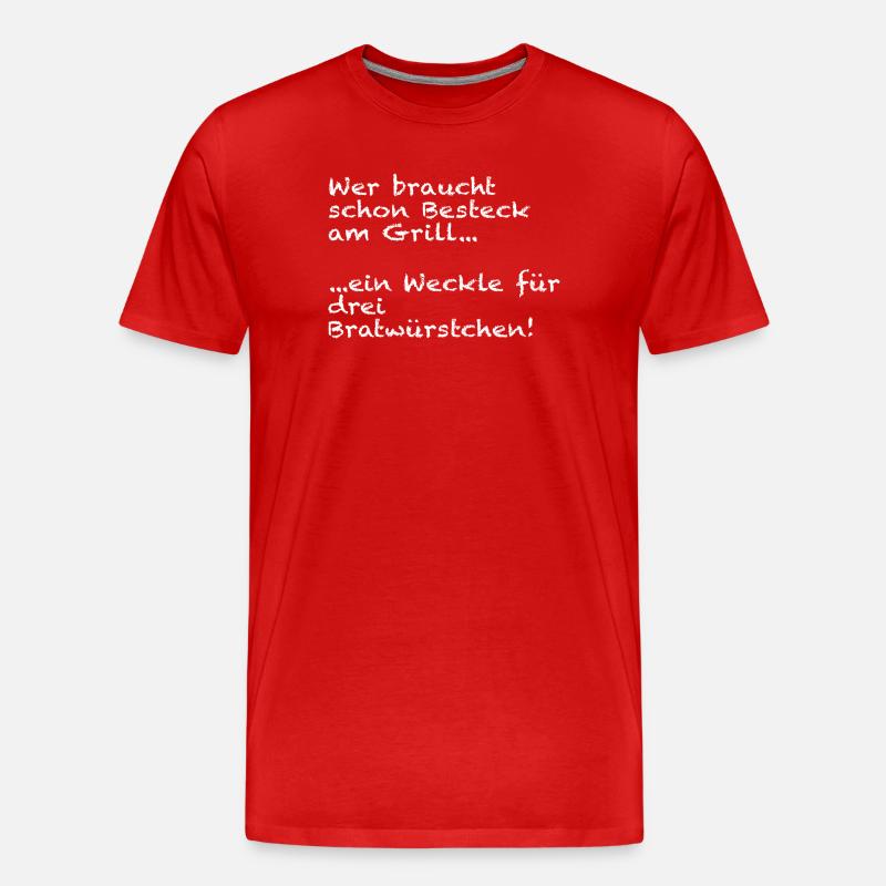 Grill-Spruch Bratwürstchen - Männer Premium Bio T-Shirt - Rot