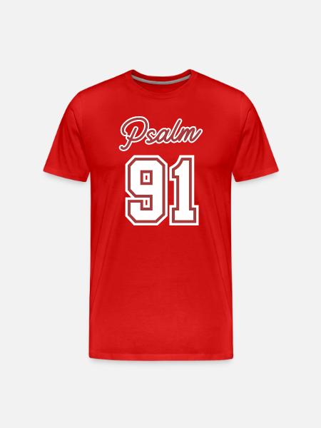 Psalm 91 Bible verse. - Men's Premium Organic T-Shirt - red