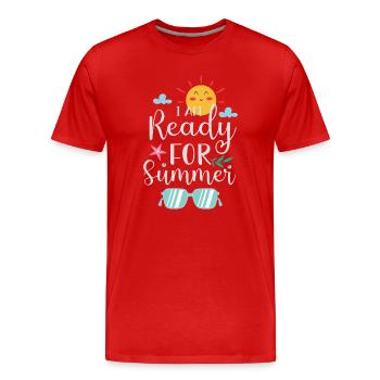 Je suis prêt pour l’été - T-shirt bio Premium Homme - rouge - Devant - Damien (186cm)