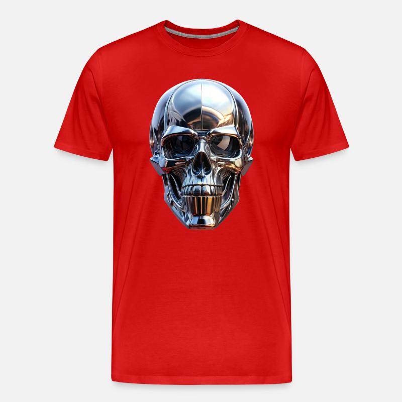 Chrom Schädel - Männer Premium Bio T-Shirt - Rot