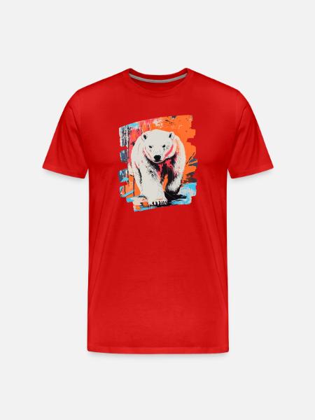 Polar Bear Graffiti Sprayer - Men's Premium Organic T-Shirt - red