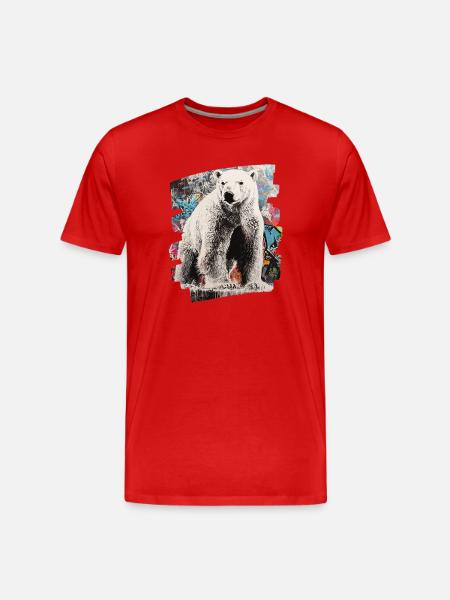 Polar Bear Graffiti Sprayer - Men's Premium Organic T-Shirt - red