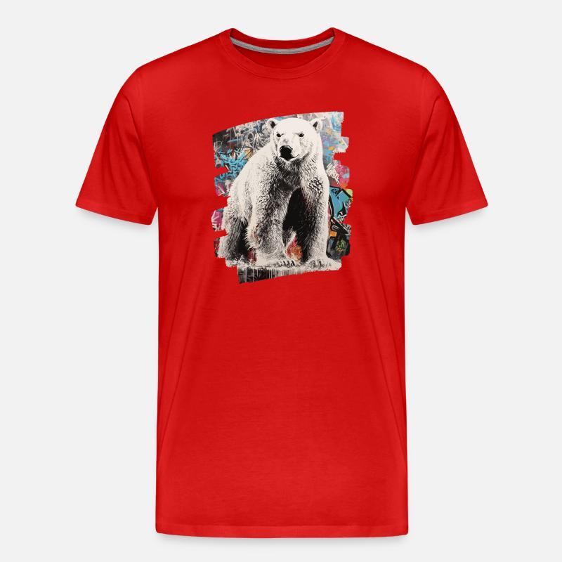 Eisbär Graffiti Sprayer - Männer Premium Bio T-Shirt - Rot