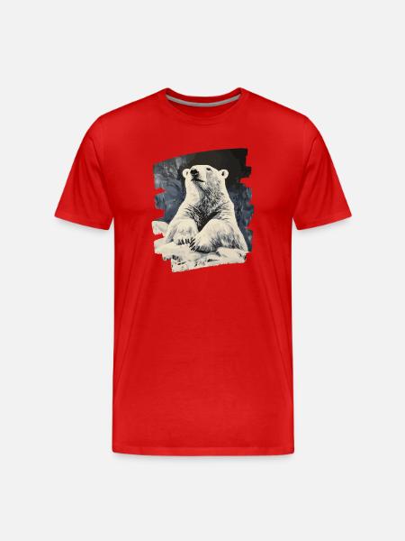 Ours blanc - T-shirt bio Premium Homme - rouge