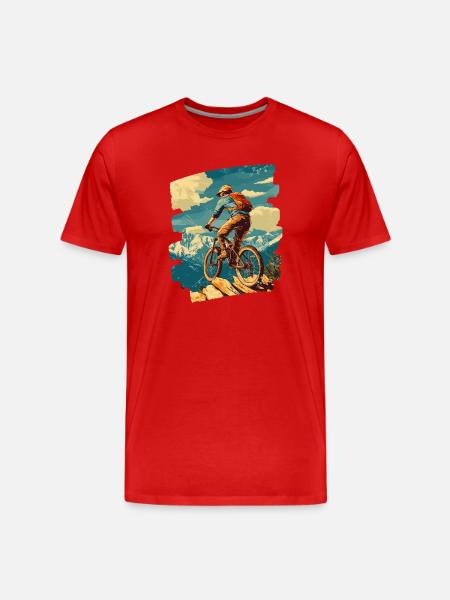 Mountain bikers MTB Mountains Cycling - Men's Premium Organic T-Shirt - red