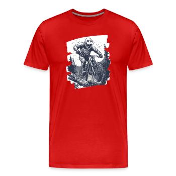 Mountain bikers Downhill Mountains Cycling - Men's Premium Organic T-Shirt - red - Front - Damien (186cm)