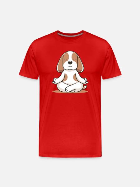 Meditating Beagle – Calm & Mindfulness - Men's Premium Organic T-Shirt - red