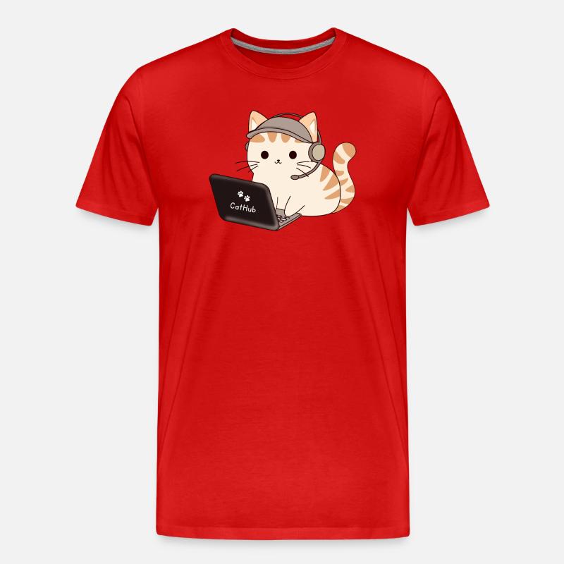 CatHub Katzenstreamer-Charme - Männer Premium Bio T-Shirt - Rot