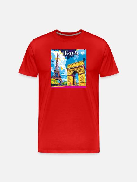 Paris Pop Landmarks - Men's Premium Organic T-Shirt - red