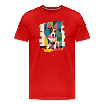 Bull Terrier Chien de combat Race de chien - T-shirt bio Premium Homme - rouge - Devant - Damien (186cm)