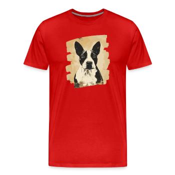 Bull Terrier Chien de combat Race de chien - T-shirt bio Premium Homme - rouge - Devant - Damien (186cm)