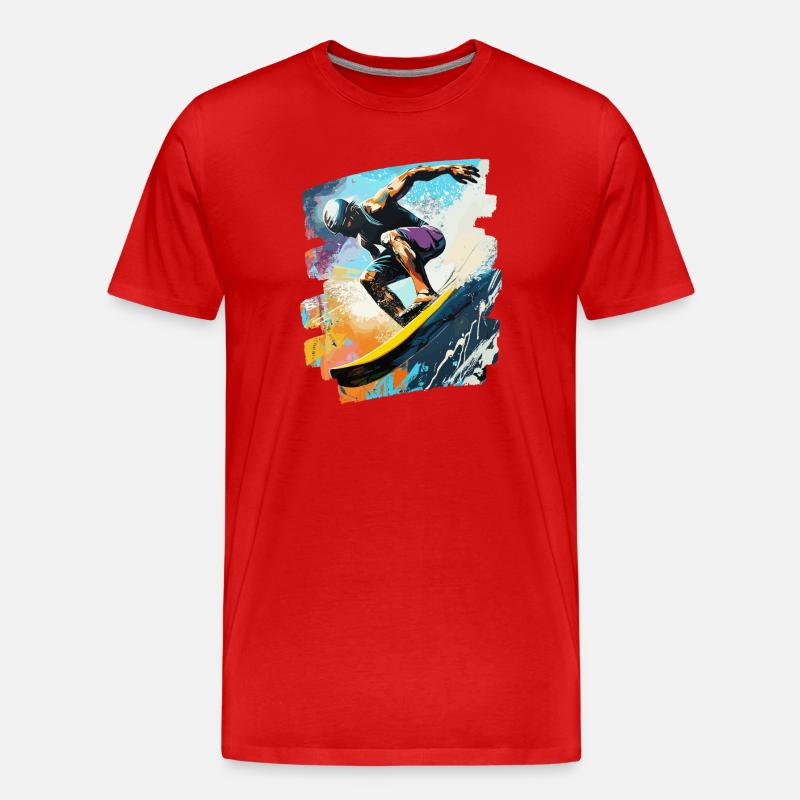 Surfeur Surf Planche de surf Surf - T-shirt bio Premium Homme - rouge