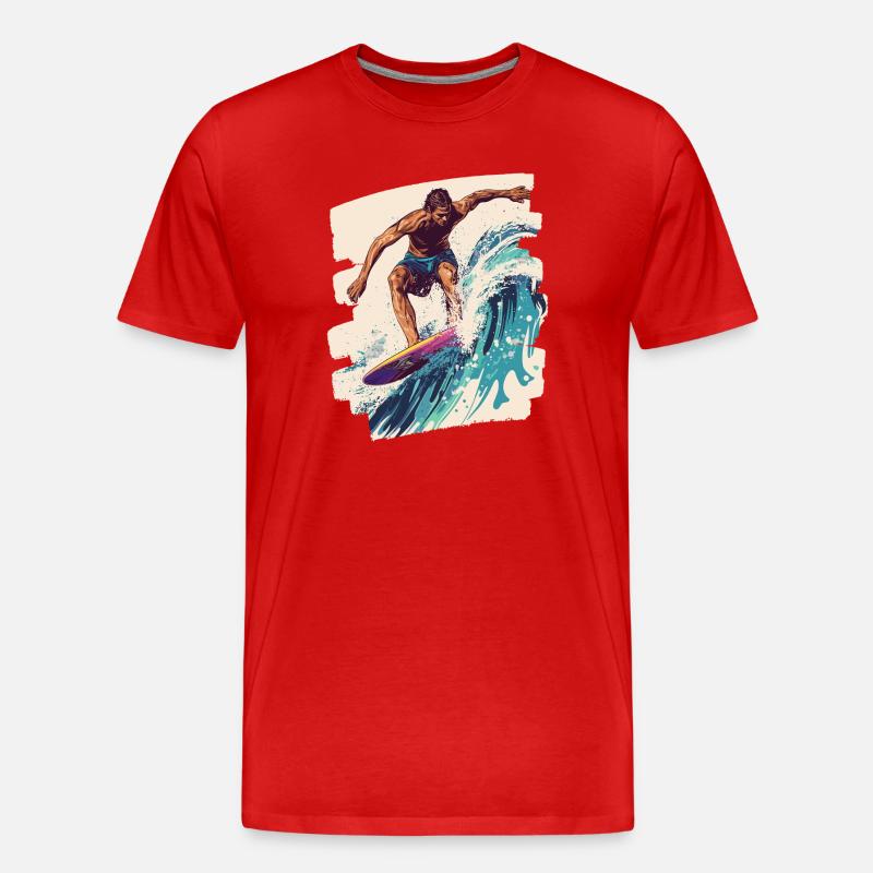 Surfeur Surf Planche de surf Surf - T-shirt bio Premium Homme - rouge