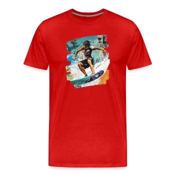 Surfergirl,Surfer,Surfer Design,Surf Shirt,Wellenr - Männer Premium Bio T-Shirt - Rot - Vorne - Damien (186cm)