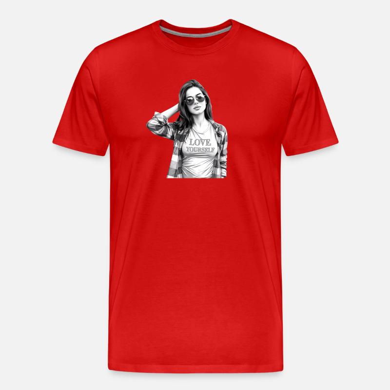 Love yourself - Männer Premium Bio T-Shirt - Rot