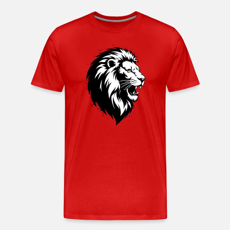 Verrückter Leon - Männer Premium Bio T-Shirt - Rot